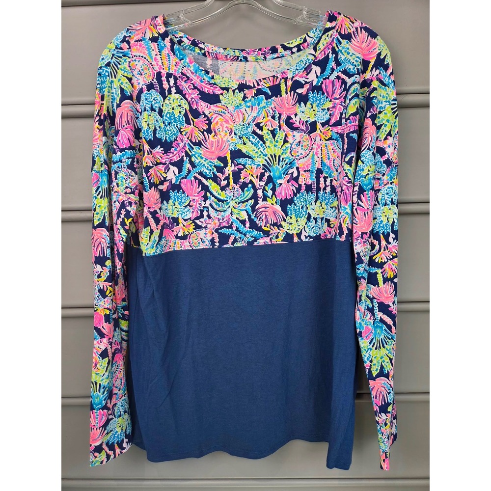 Lilly Pulitzer Womens Finn Top Oyster Bay Navy Seen and Herd Size M 000130